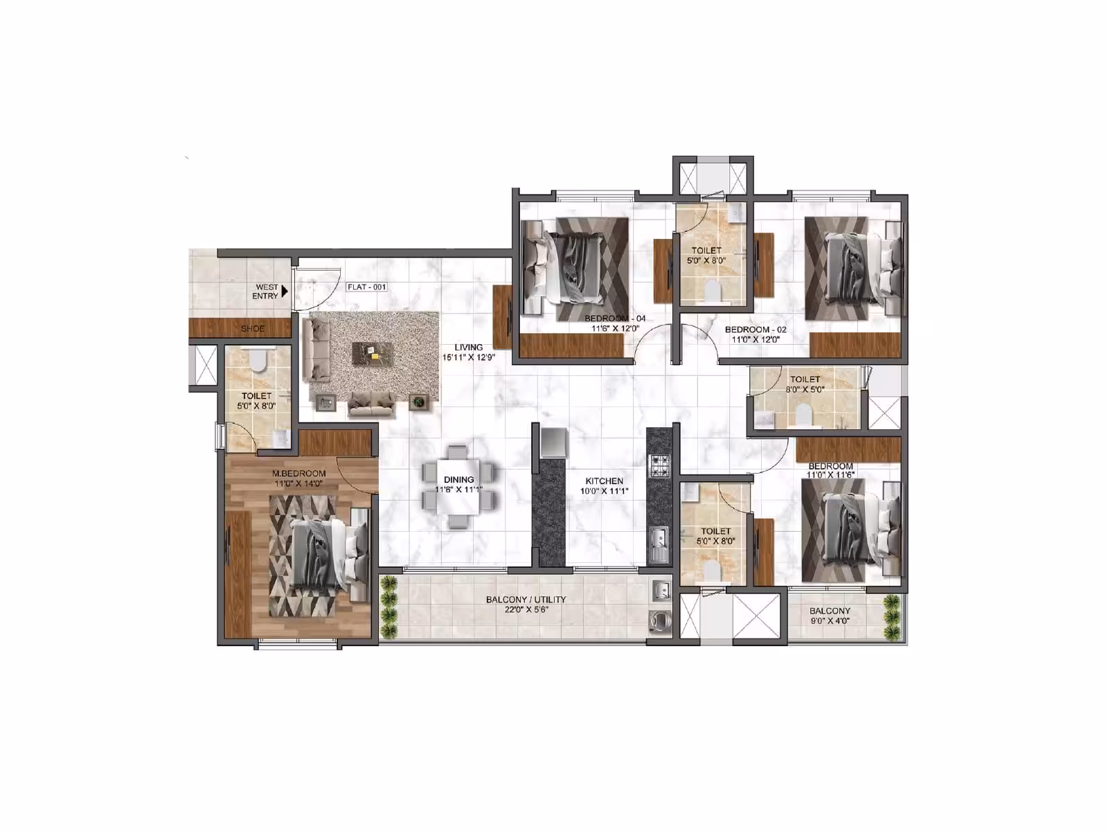Mana Dale 4 BHK 2145 Floor plan
