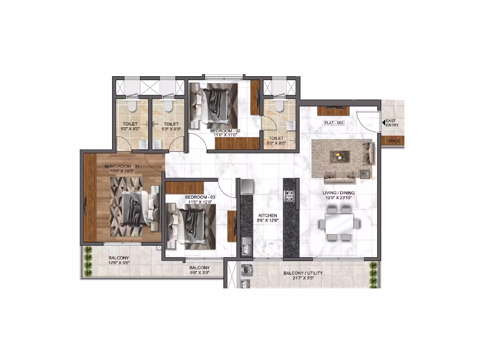 Mana Dale 3BHK 1822 Floor plan